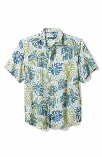 Tommy Bahama Sand Monstera Print Short Sleeve Linen Blend Button-Up Shirt