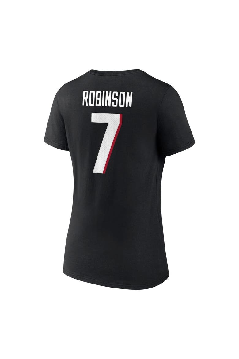 Women's Fanatics Branded Bijan Robinson Black Atlanta Falcons Icon Name & Number V-Neck T-Shirt, Alternate, color, Black