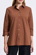 Foxcroft Evelyn Three-Quarter Sleeve Button-Up Shirt