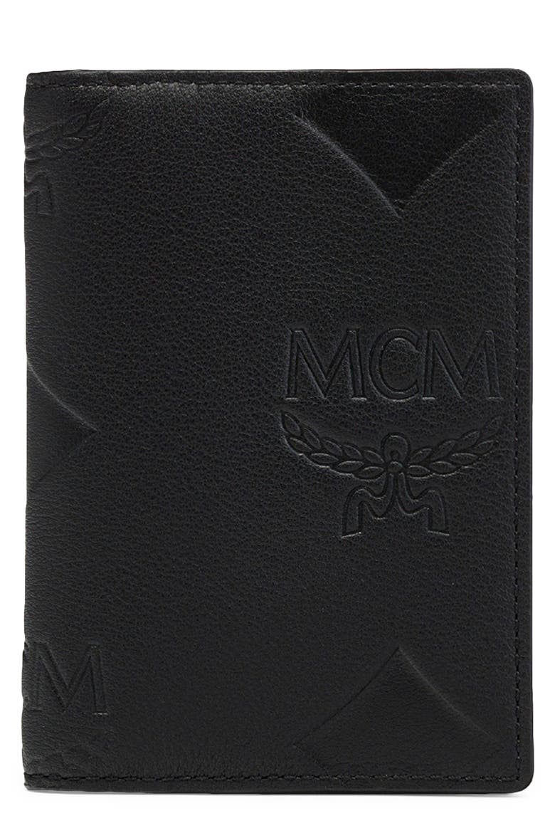 Aren Bifold Card Wallet in Maxi Monogram Leather, Main, color, BLACK
