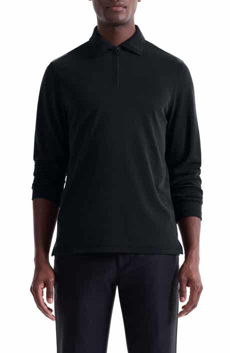 Bugatchi Ottoman Rib Half Zip Long Sleeve Polo