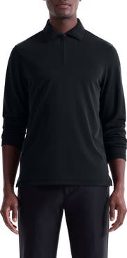 Bugatchi Ottoman Rib Half Zip Long Sleeve Polo