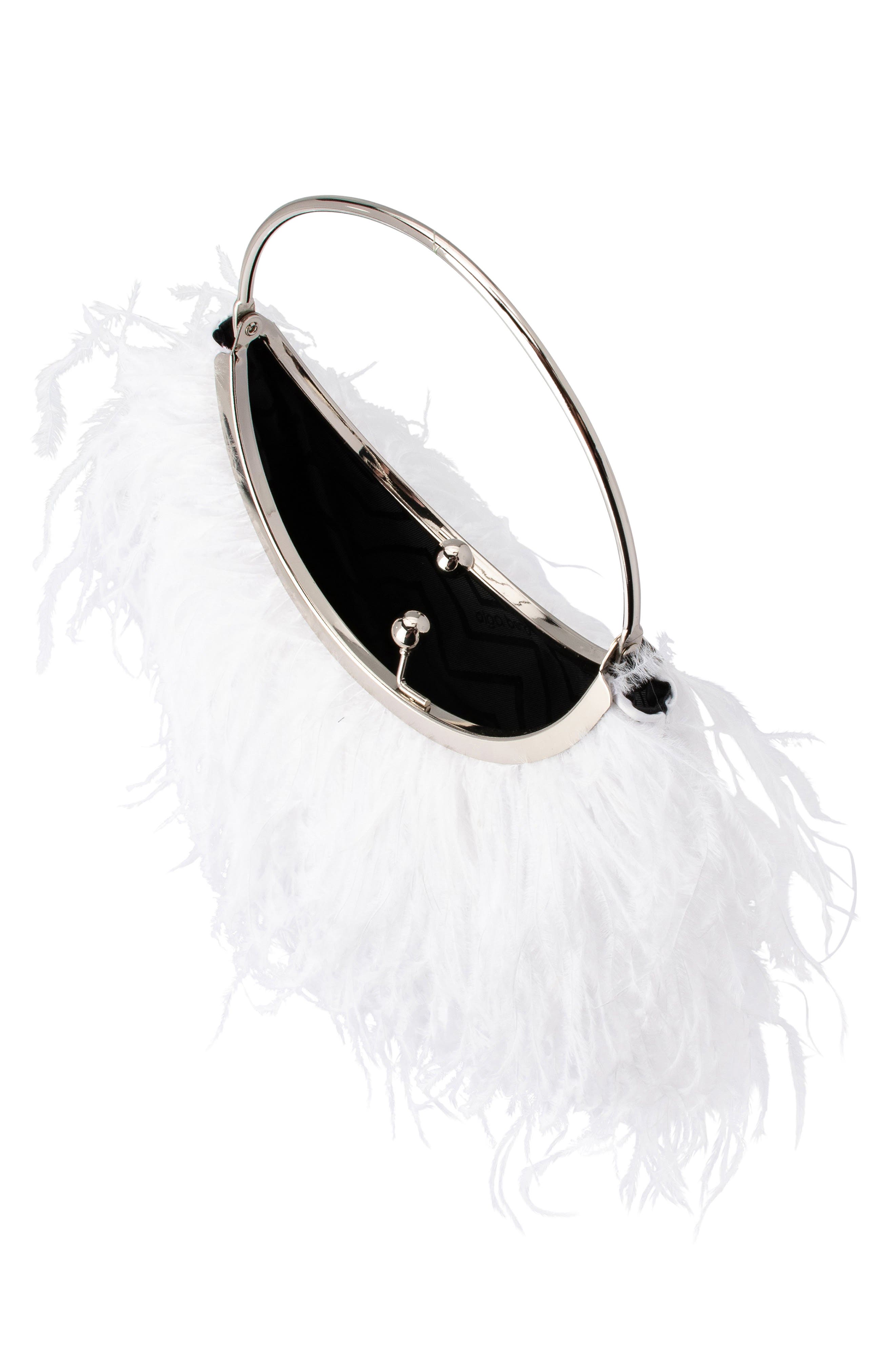 Olga Berg Penny Feathered Frame Bag, Alternate, color, White