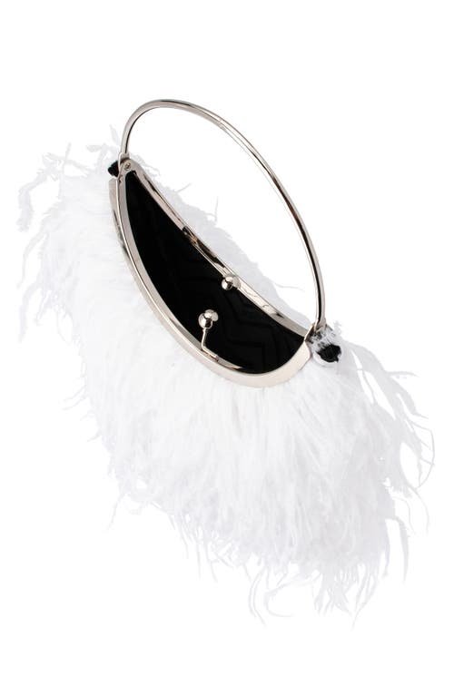 Olga Berg Penny Feathered Frame Bag In White