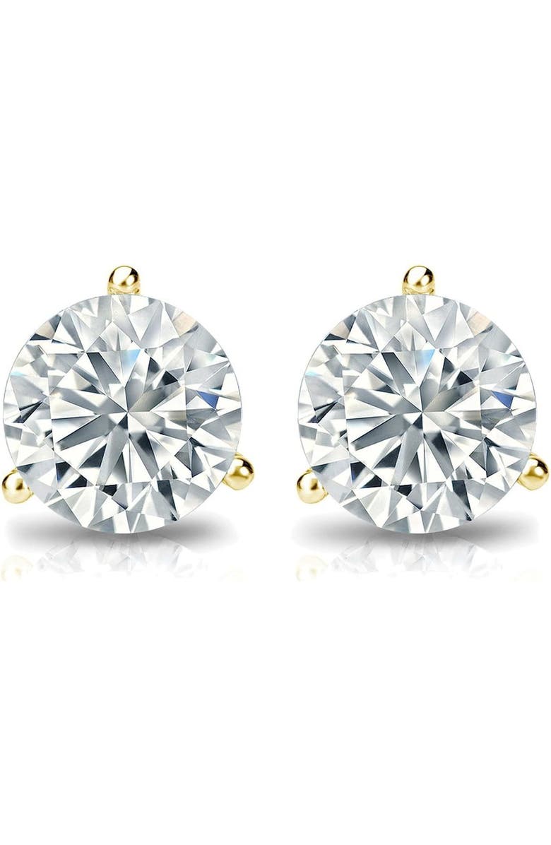 The Diamond Spot 14k Rose Gold Lab-Grown Round Diamond 3-Prong Screw Back Stud Earrings, Alternate, color, 5 Carat-Rose Gold