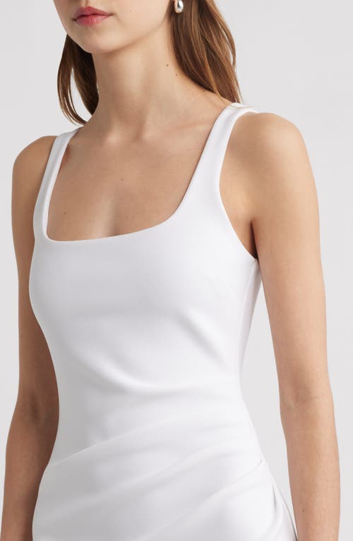 Open Edit Draped Knit Tank Dress In White
