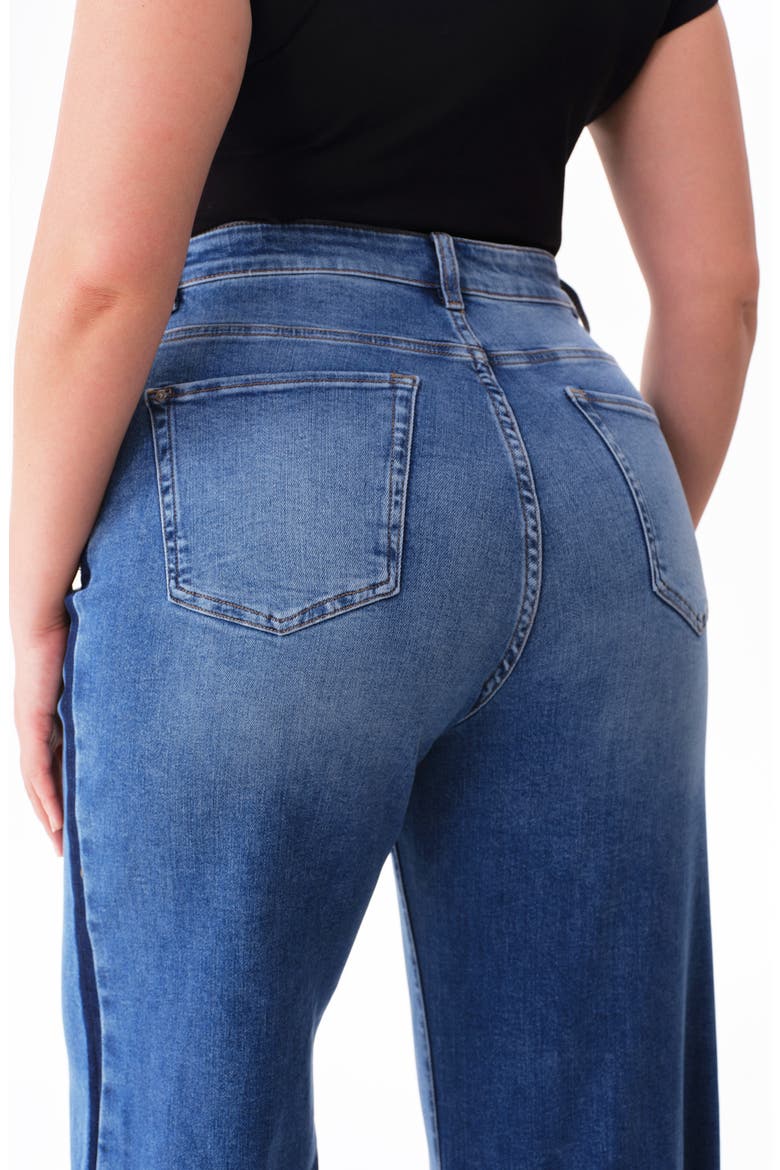 High Waist Raw Hem Wide Leg Jeans, Alternate, color, TRAPPIST-1E