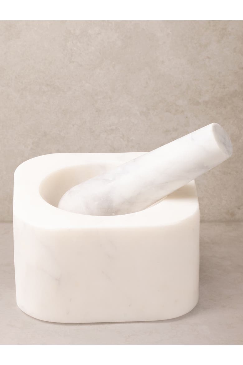 Noble Marble Mortar and Pestle, Main, color, Ivory White
