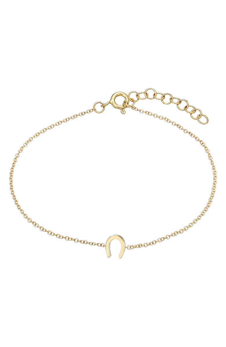 Zoe Lev Tiny Horseshoe Chain Bracelet, Main, color, Yellow Gold