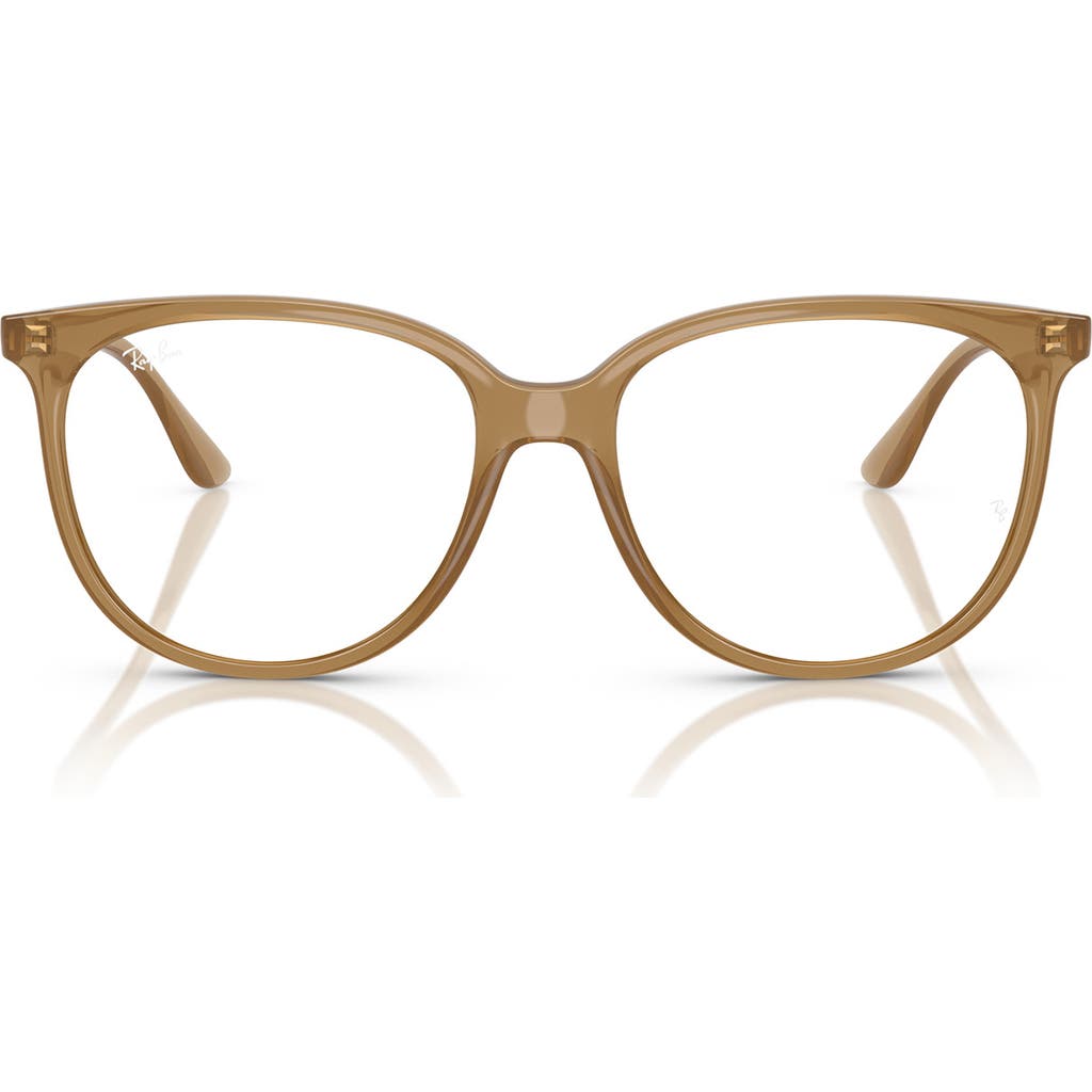 Ray Ban Ray-ban 52mm Square Optical Glasses In Light Brown