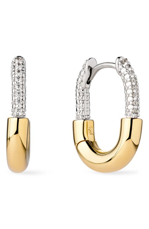 Brynley Two Tone Pavé Hoop Earrings