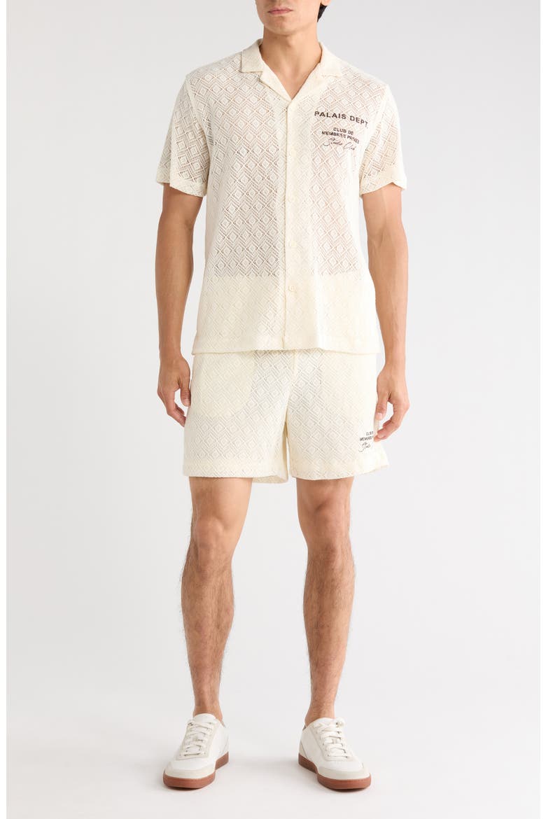 Textured Shirt & Shorts Set, Main, color, OFF WHITE