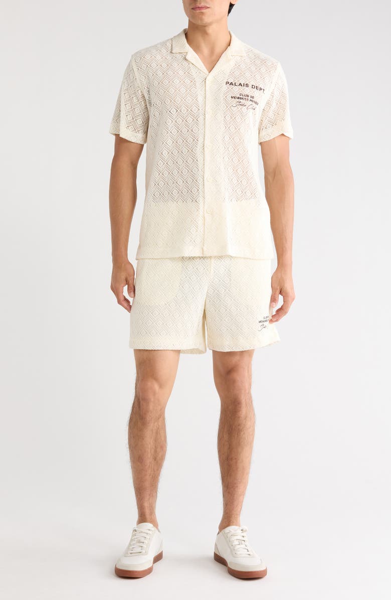 DENIM AND FLOWER Textured Shirt & Shorts Set, Main, color, Off White