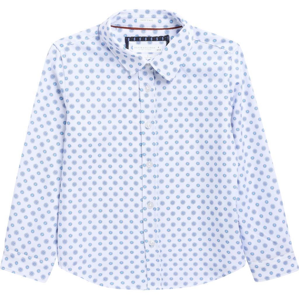 Denim And Flower Kids' Floral Long Sleeve Button-up Shirt In White