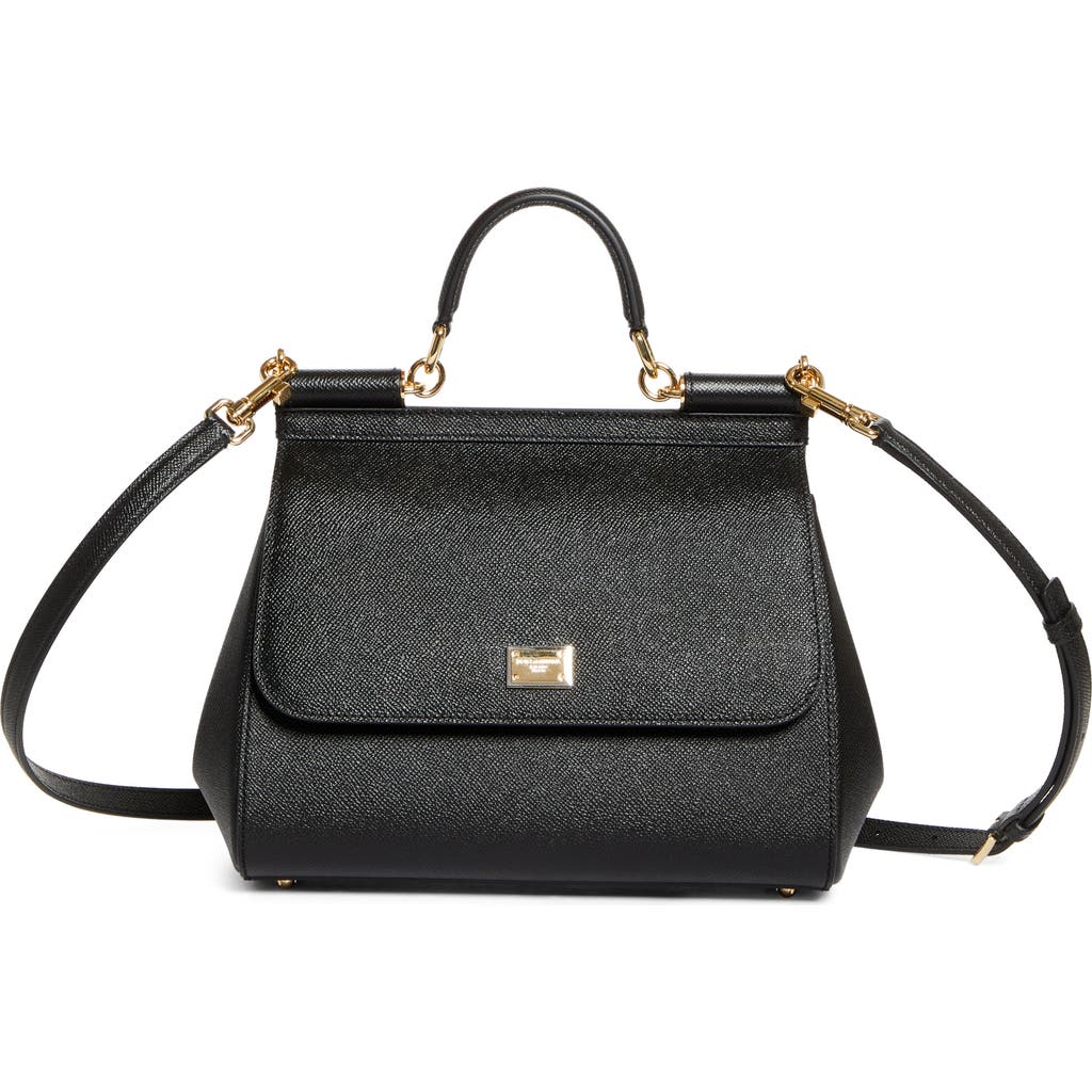 Dolce & Gabbana Dolce&gabbana Sicily Leather Top Handle Bag In 80999 Nero