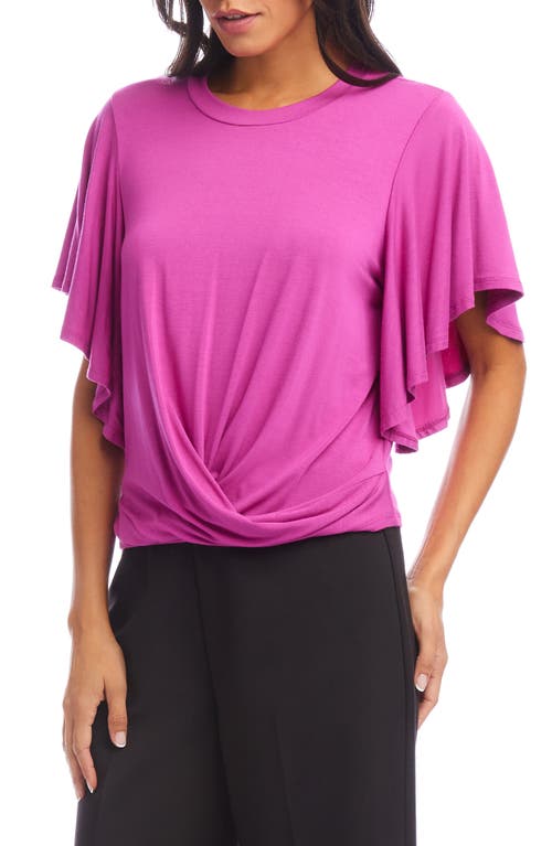 Karen Kane Flutter Sleeve Drape Front Jersey Top
