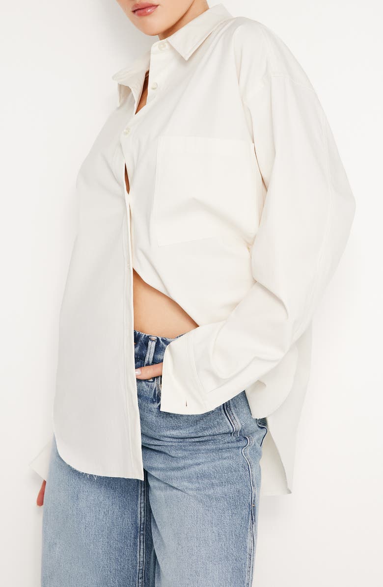 Good American Stretch Poplin Button-Up Shirt, Alternate, color, Cloud White001