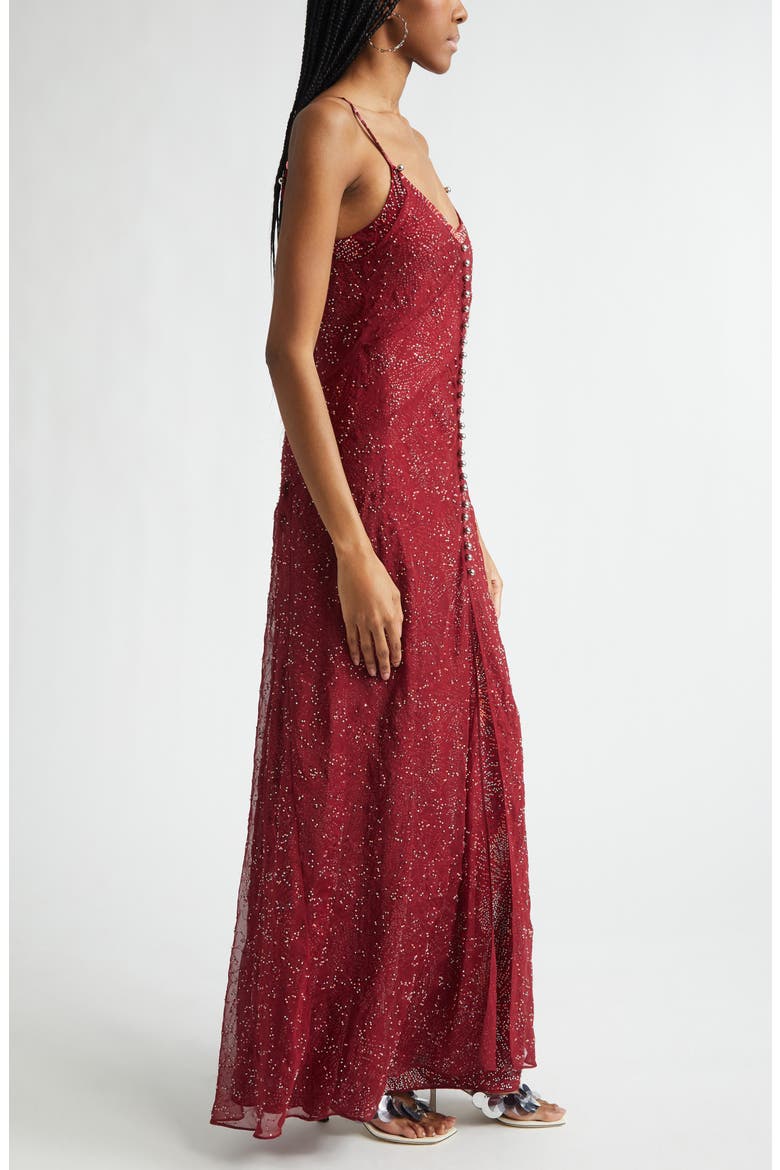 Faux Pearl Embellished Chiffon Dress, Alternate, color, RED WINE