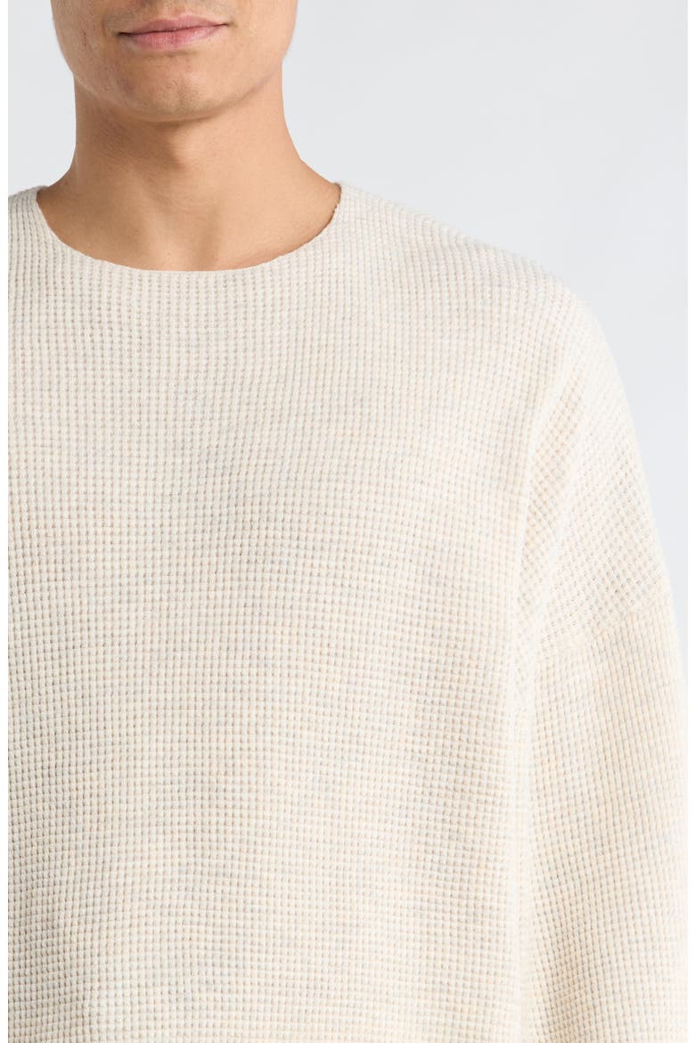 '90s Waffle Knit Sweater, Alternate, color, OATMEAL HEATHER/ BLACK