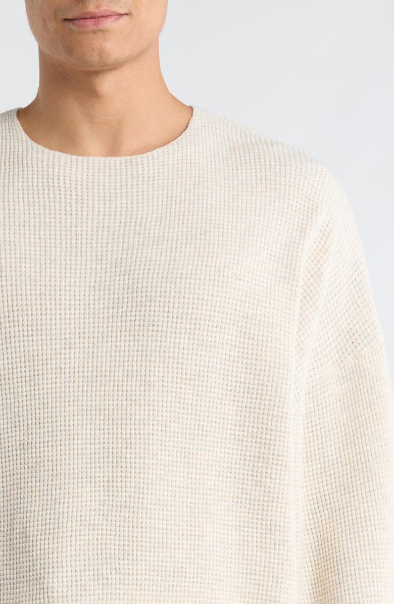 Fear of God Essentials '90s Waffle Knit Sweater, Alternate, color, Oatmeal Heather/ Black