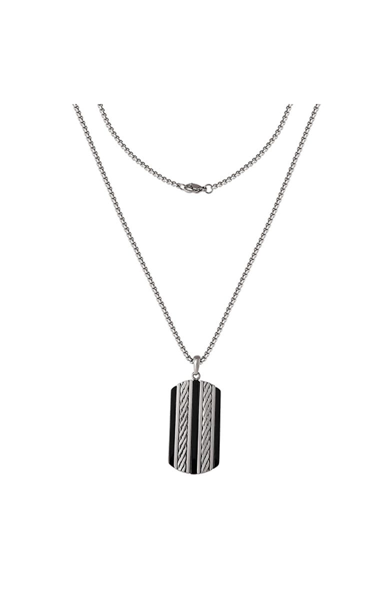 Lucky Brand Pendant Necklace with Striped Dog Tag, Alternate, color, Silver