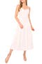 Embroidered Godet Pleat Cotton A-Line Dress