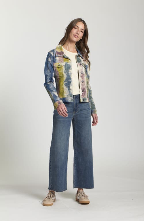 Apny Printed Denim Jacket In Blue