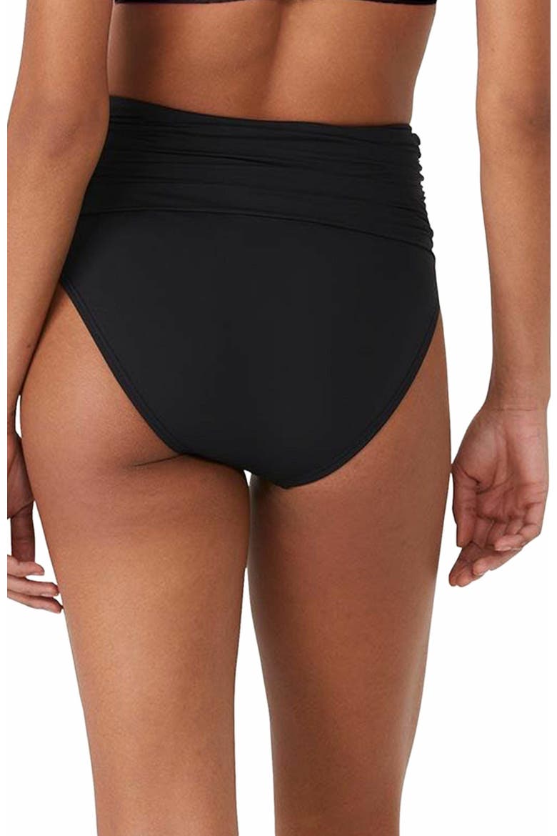 Shirred High Waist Bikini Swim Bottom, Alternate, color, Black