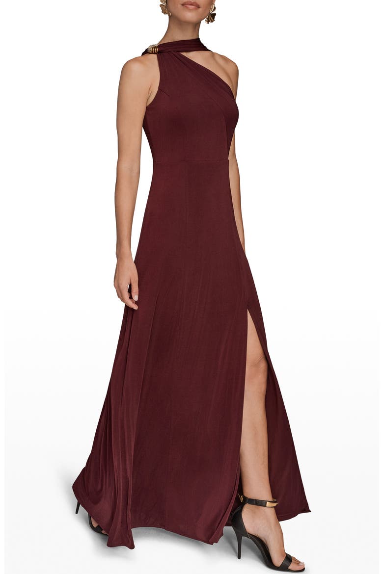 Drape Sleeveless Side Slit Gown, Alternate, color, BERRY
