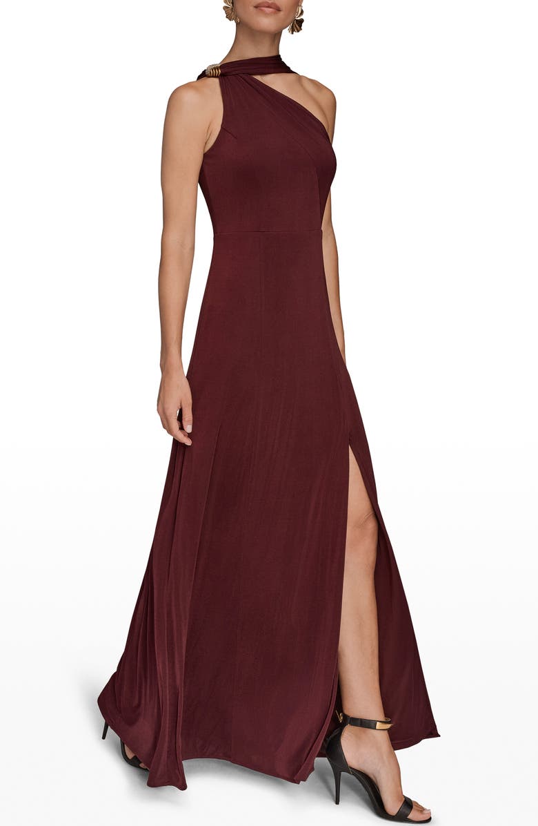 Donna Karan New York Drape Sleeveless Side Slit Gown, Alternate, color, Berry