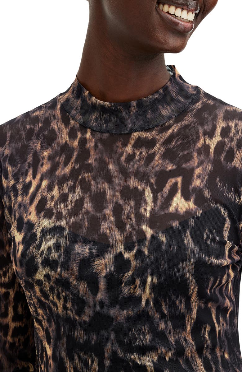 AllSaints Hanna Long Sleeve Mesh Midi Dress, Alternate, color, 