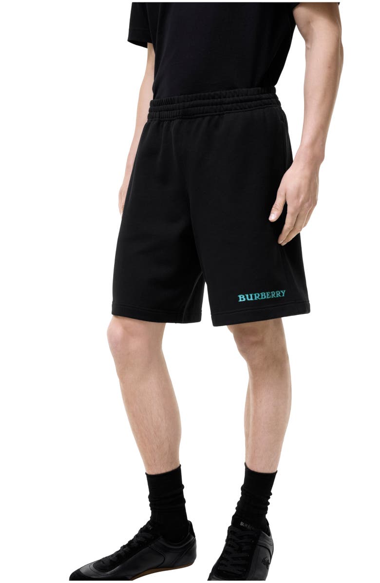 Burberry Logo Cotton Shorts, Main, color, Black