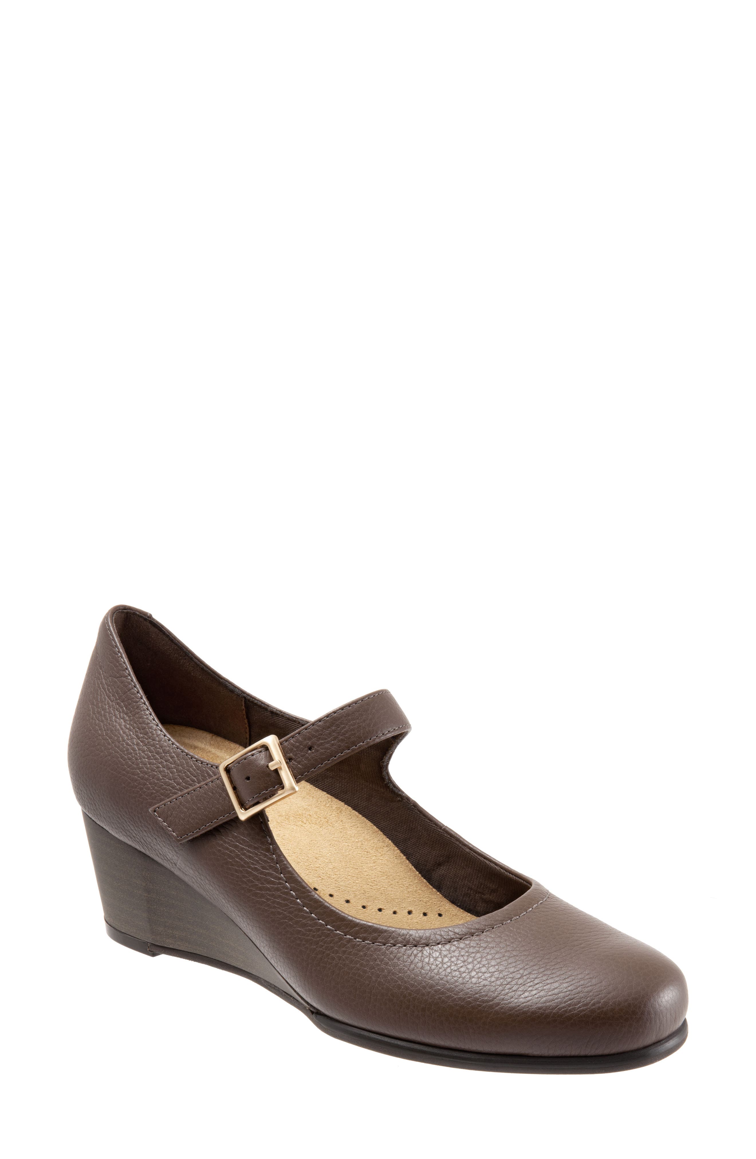 Willow Mary Jane Wedge Pump, Main, color, DARK TAUPE LEATHER