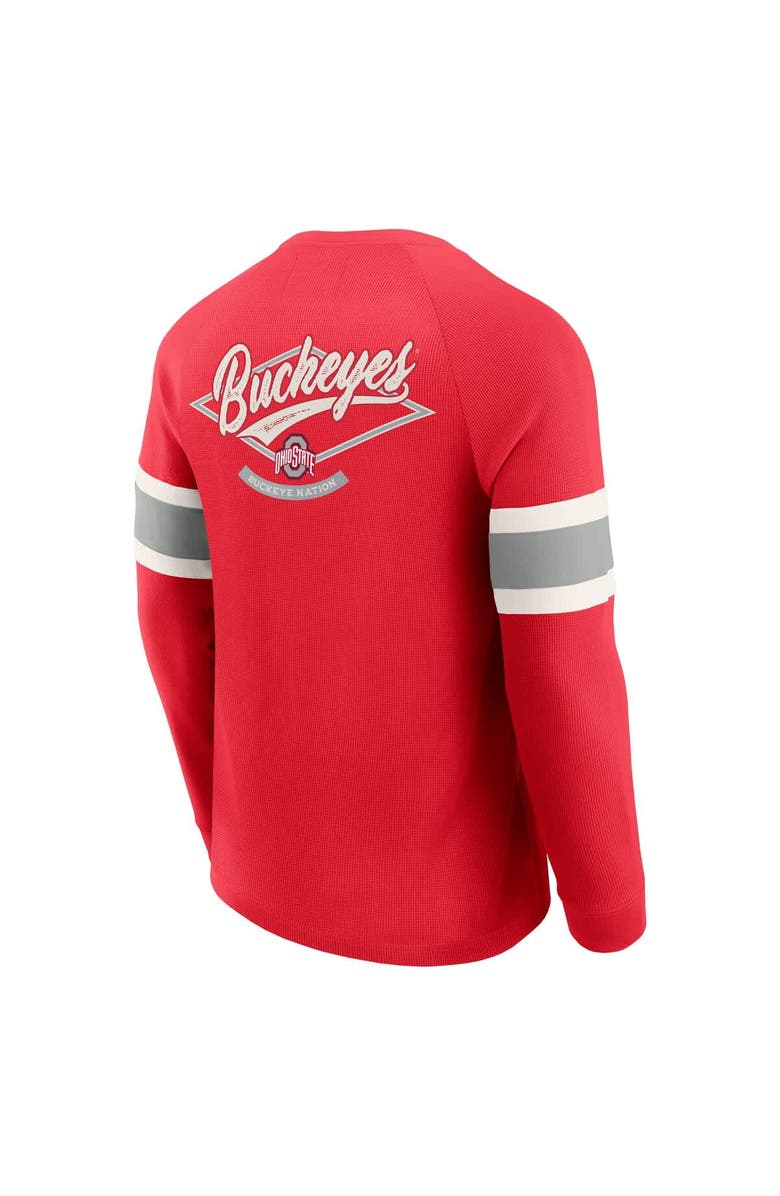 Darius Rucker Collection by Fanatics Men's Darius Rucker Collection by Fanatics Scarlet Ohio State Buckeyes Waffle-Knit Raglan Long Sleeve Henley T-Shirt, Alternate, color, Scarlet