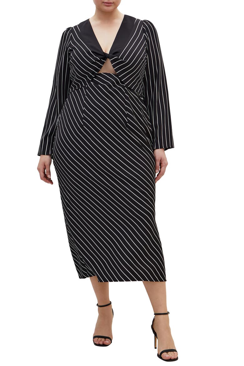 Lana Border Print Long Sleeve Maxi Dress, Main, color, STRIPE