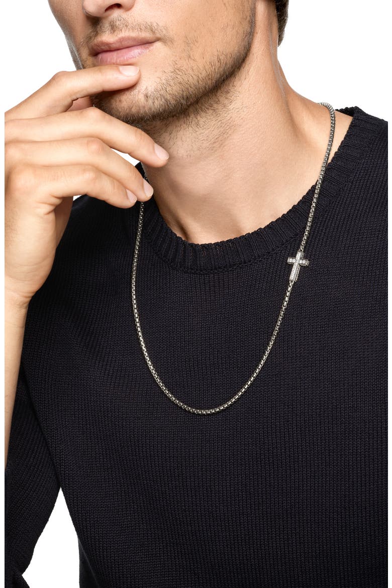 Cross Station Necklace in Sterling Silver with Diamonds, 5mm, Alternate, color, STERLING SILVER/WHITE DIAMOND