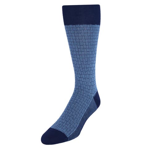 Horatio Cross Hatch Design Mid-Calf Mercerized Cotton Socks