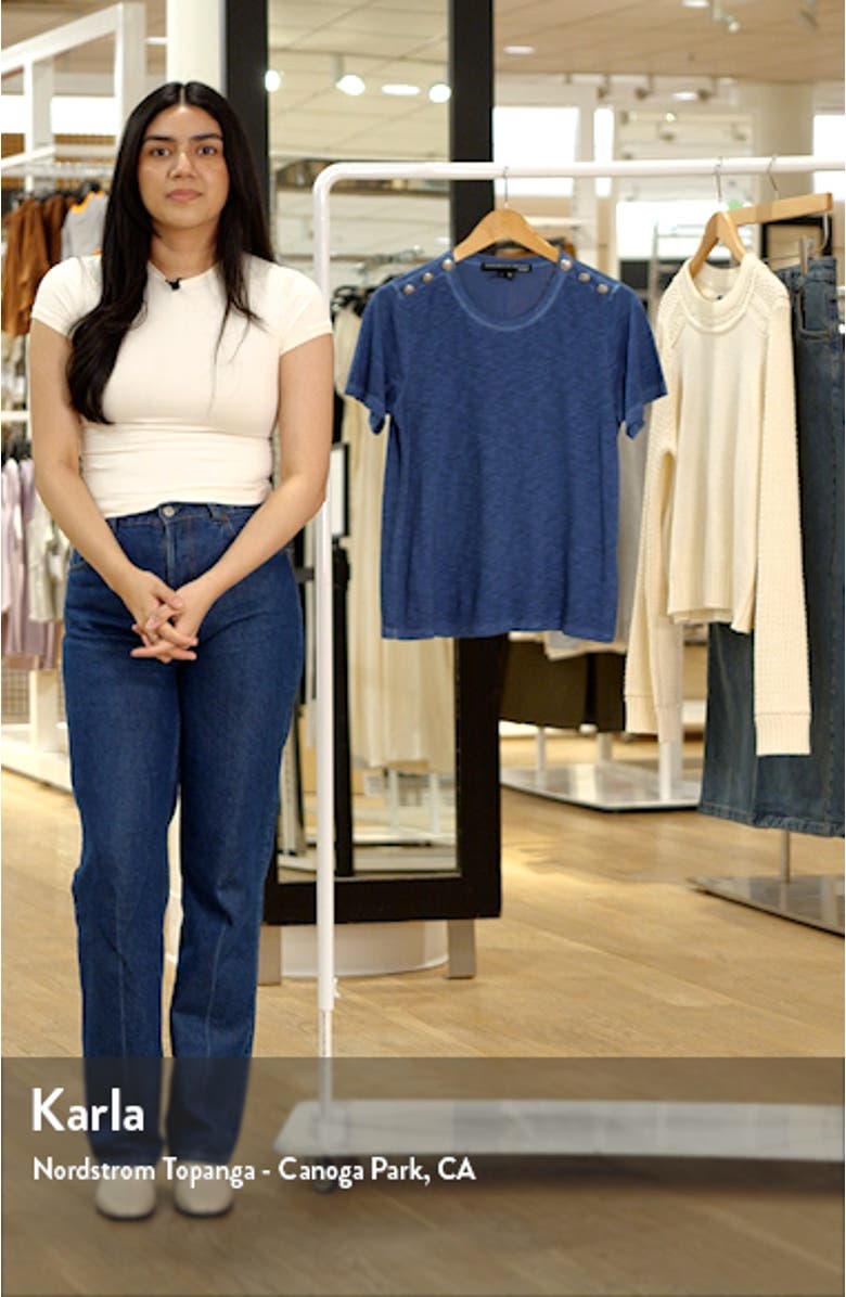 Carla Scoop Neck Button Detail Cotton T-Shirt, sales video thumbnail