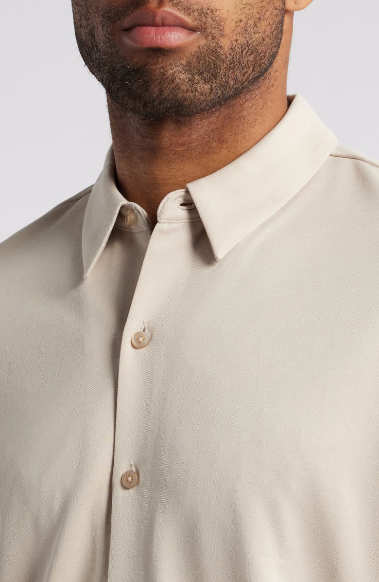 Johnston & Murphy Vintage Wash Knit Button-Up Shirt, Alternate, color, Tan