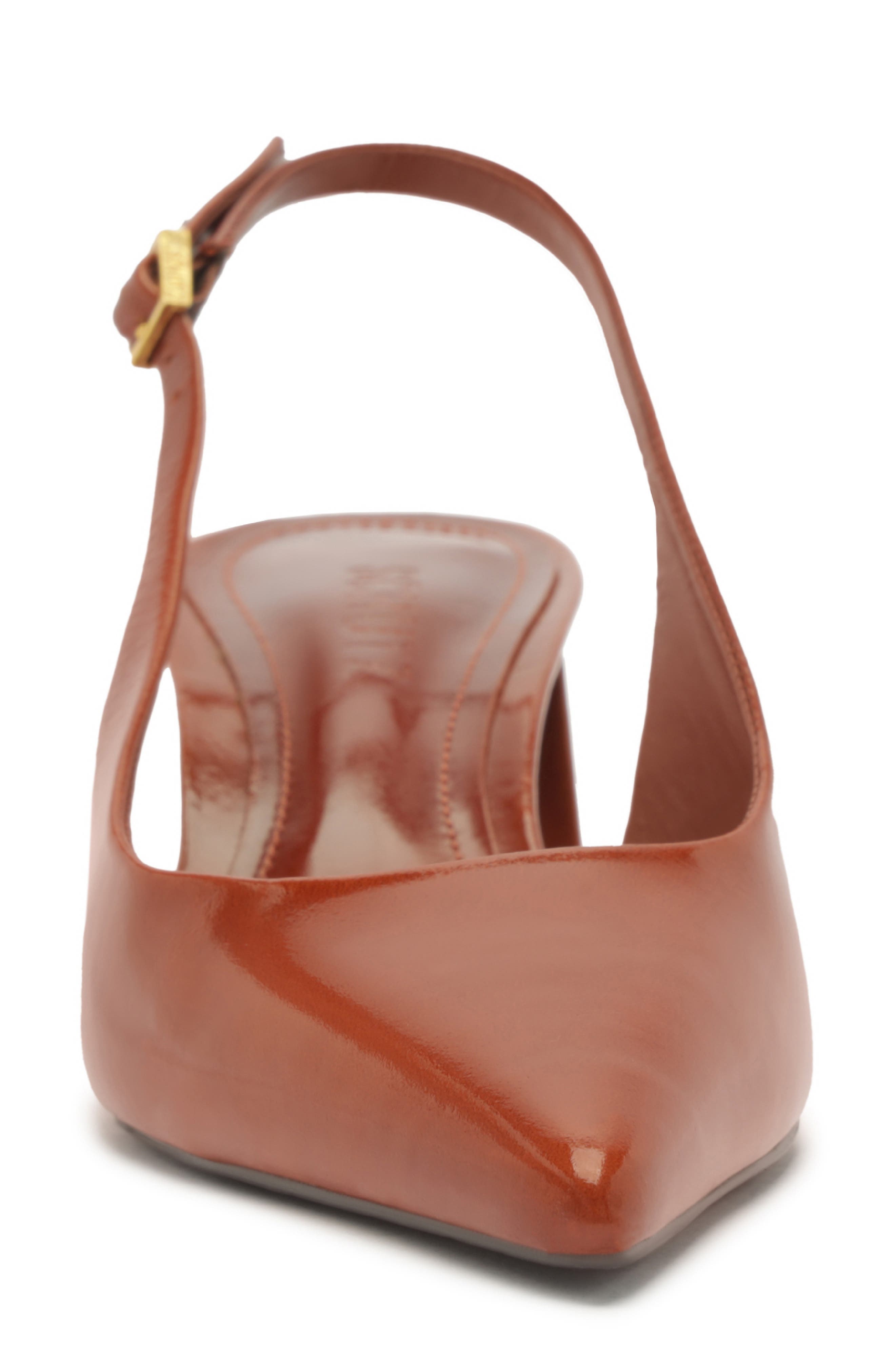 Schutz Rhonda Mid Slingback Pointed Toe Pump, Alternate, color, Caramel Top