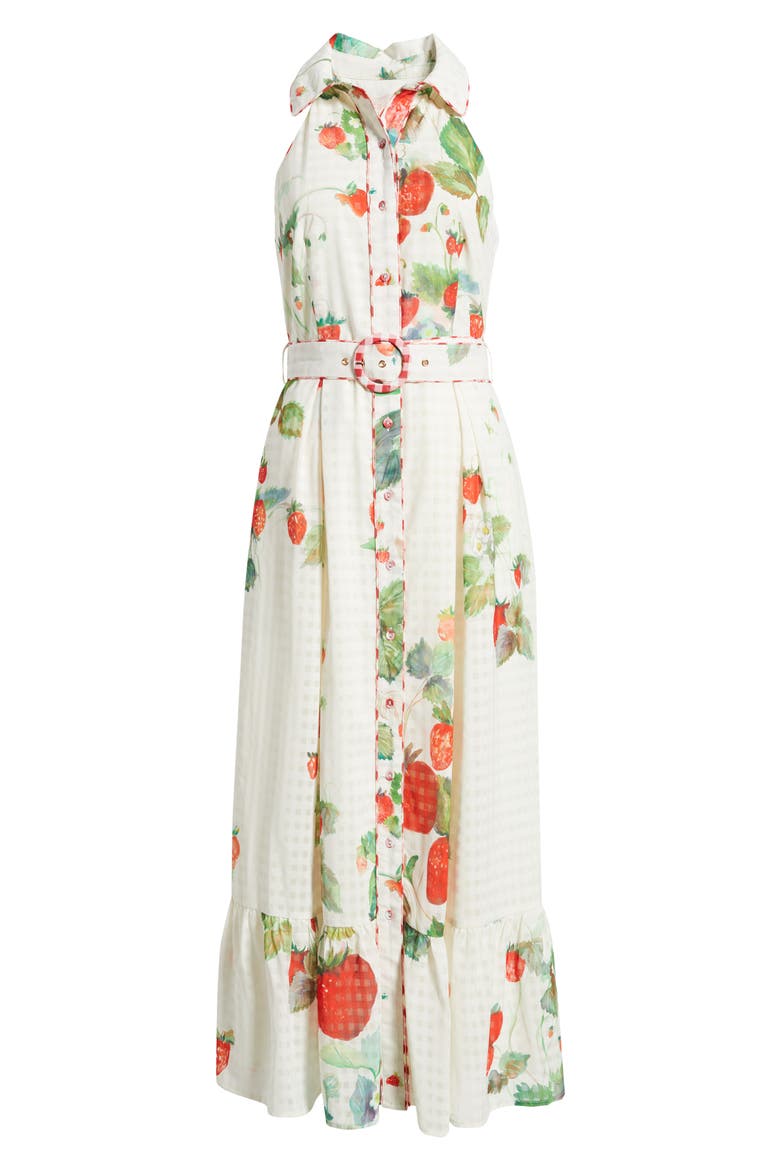 Katerina Strawberry Print Sleeveless Shirtdress, Alternate, color, OFF WHITE MULTI