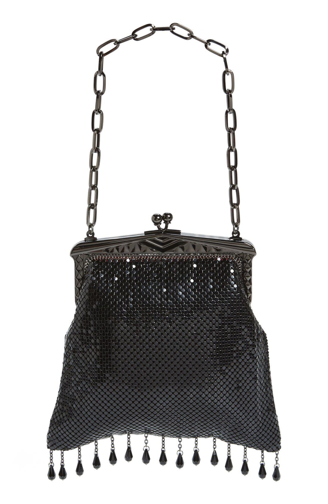 'Heritage - Deco' Mesh Clutch, Alternate, color, BLACK