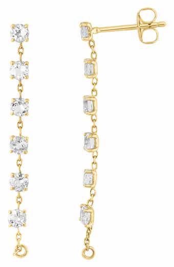 White Topaz Linear Drop Earrings