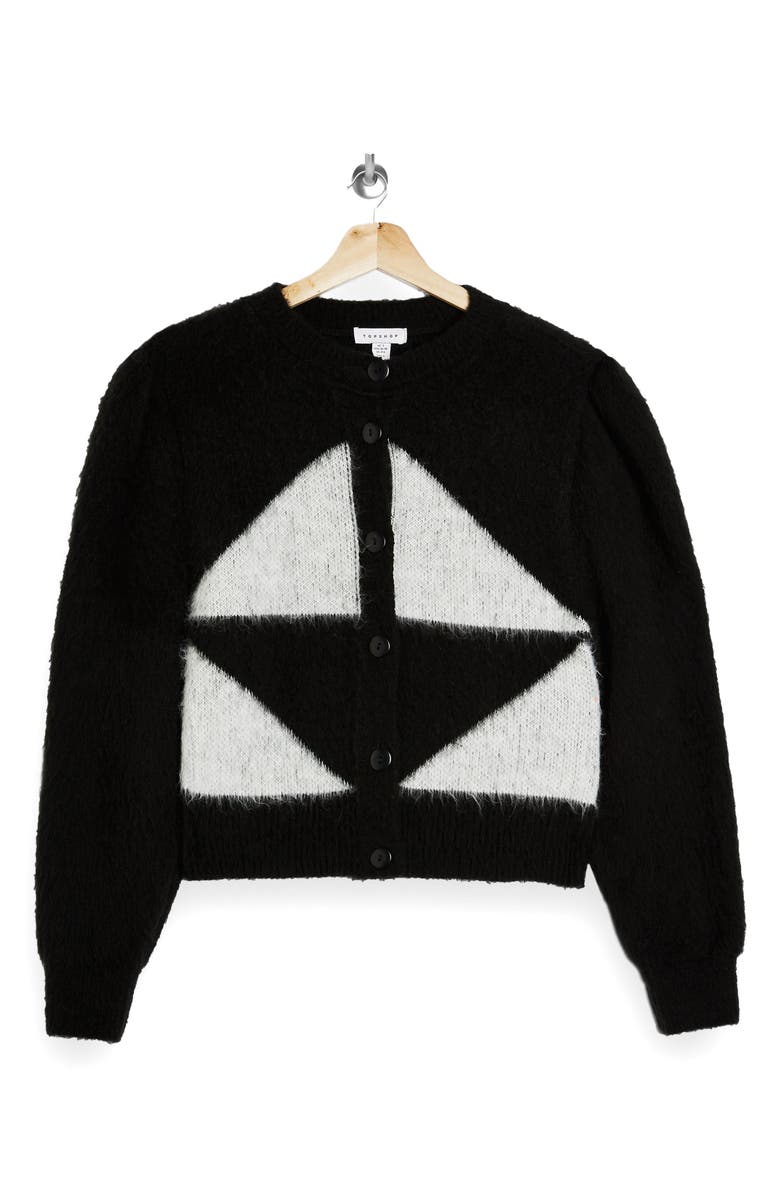 Topshop Brushed Argyle Cardigan, Alternate, color,