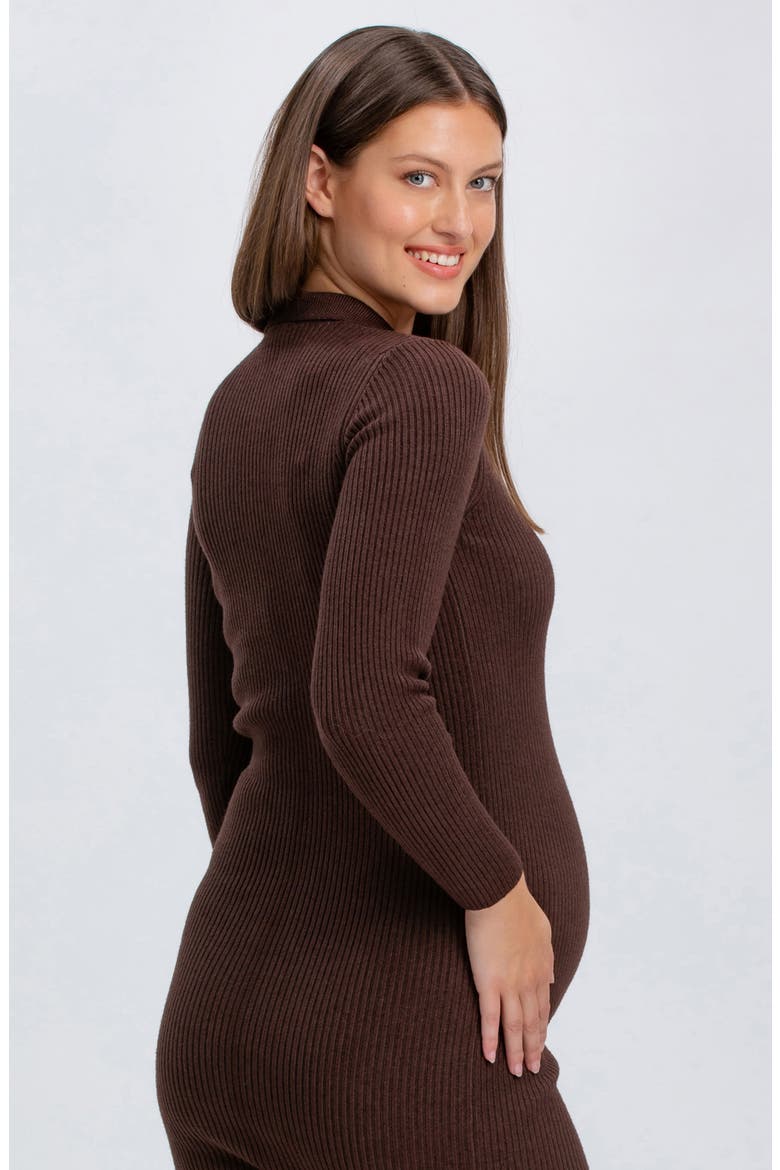Lavinia Rib Knit Maternity Dress, Alternate, color, MOKA