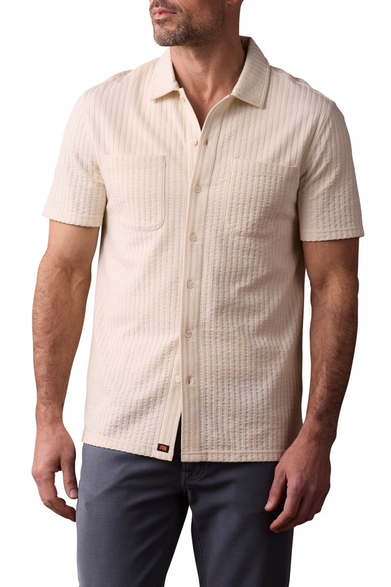 Getaway Short Sleeve Knit Button-Up Shirt, Main, color, STONE