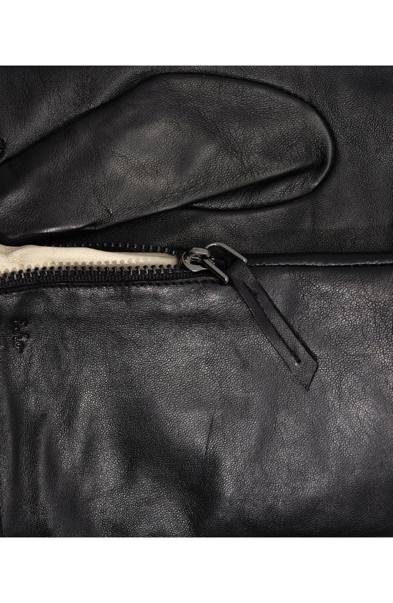 Echo Leather Glove With Zipper, Alternate, color, Black/Cream