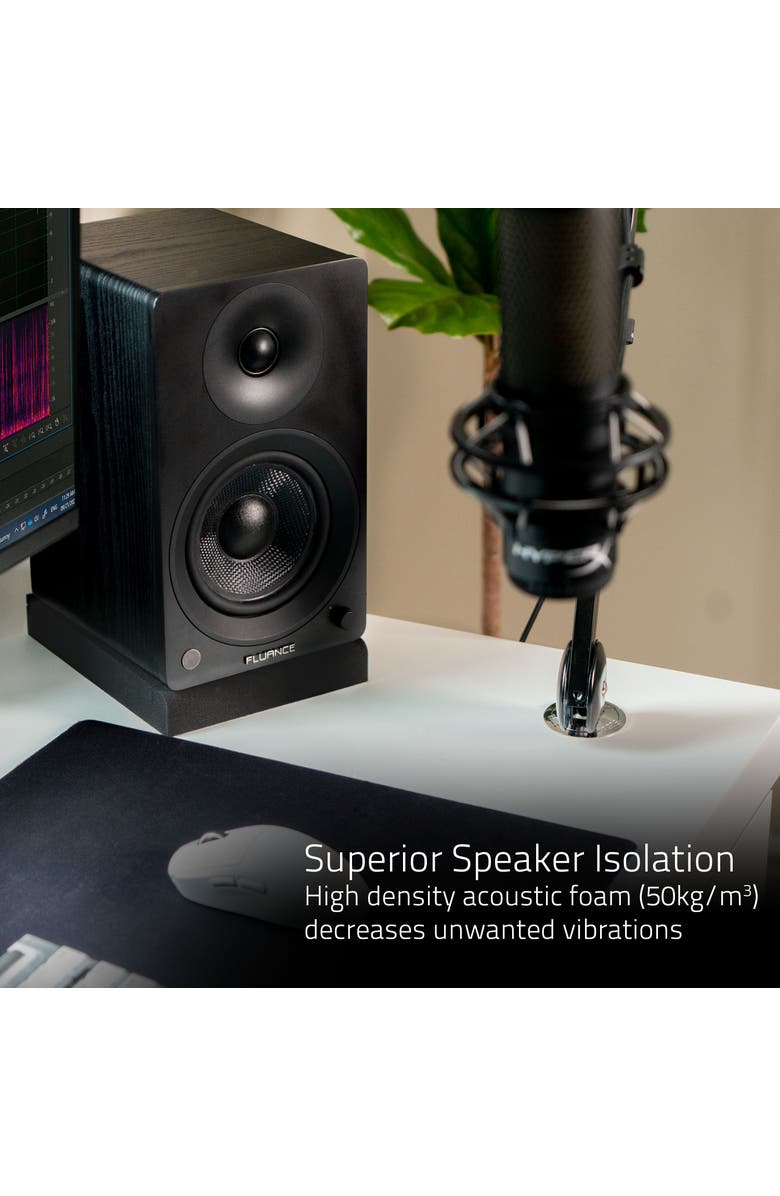 Fluance High Density Foam Isolation Pads for Bookshelf Speakers, 8.5'' x 6.35'', Alternate, color, Black