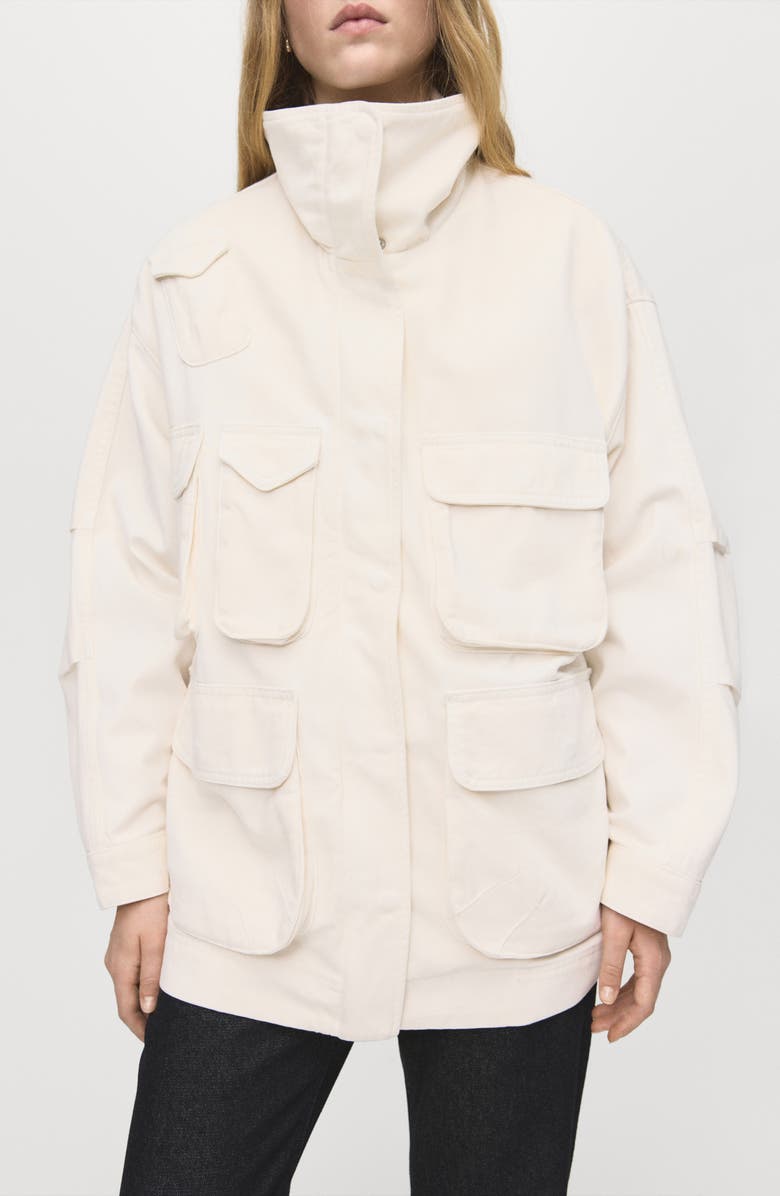 MANGO Ramona Denim Coat, Main, color, Off White