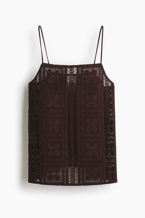 Silk-blend Crochet-look Top